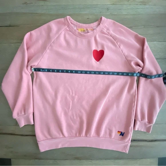 Aviator Nation Heart Embroidery Sweatshirt in Petal Pink Size XXL 🌸 - Picture 10 of 12